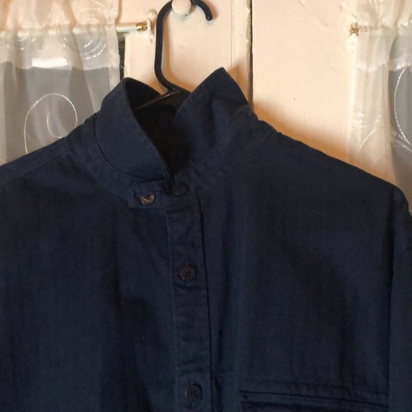HAN KJOBENHAVN 8114 Military Button-Down Heavy Denim Shirt Men’s XL Navy Blue - Picture 3 of 12